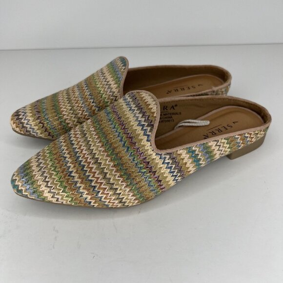 Serra Brown Multicolor Woven Pointed-Toe Mules Womens Size 7 Slip-On Flats - Picture 1 of 10